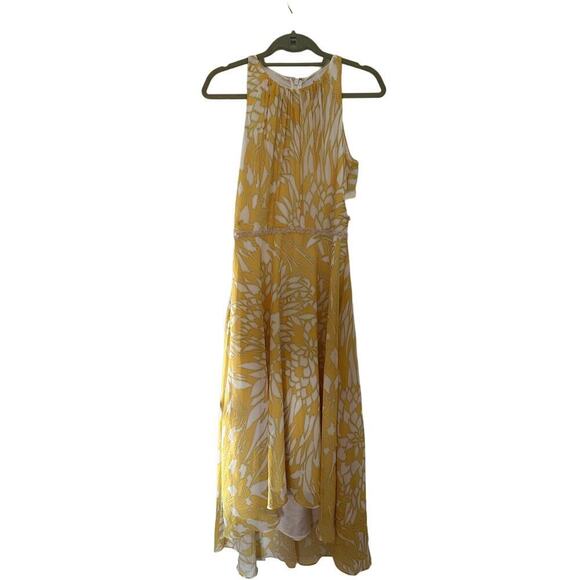 Badgley Mischka Yellow Floral  Sleeveless Paradiso Dress, Size 6, NWT - Picture 3 of 6